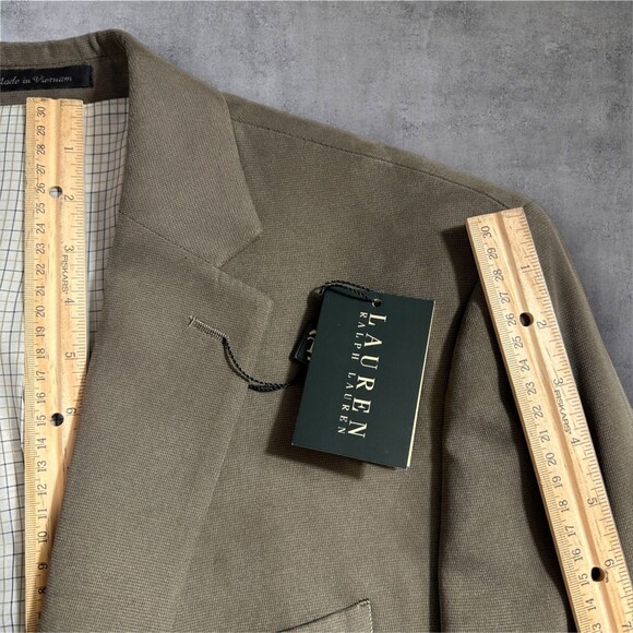 RALPH LAUREN Classic fit Mens Blazer 42L Sport Coat 2-Button Jacket Olive Velvet - Picture 8 of 13